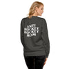 A hockey mom showing the back of a gray crew neck sweatshirt on a white background. Anti hockey hockey mom