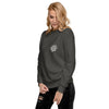 A hockey mom showing the front of a gray crew neck sweatshirt on a white background. Anti hockey hockey mom
