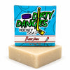 Barrr down bay rum scented hockey soap bar on a white background