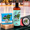 Dirty dangles reindeer farts Christmas stick wax and body wash with top shelf Christmas hockey soap in an ice rink with festive Christmas decor.
