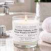 A white scented hockey candle in a bathroom. Because nobody in this house wants to shower...