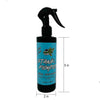 The front of a bottle of stank fighter hockey gear deodorizing spray with bottle dimensions on a white background. 5in tall and 2 in wide