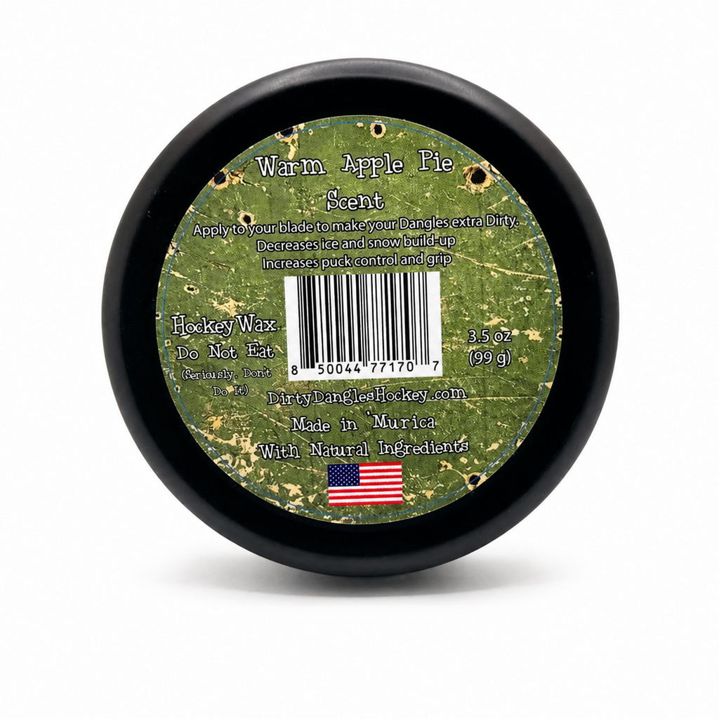The back of A tin of dirty dangles screamin eagle 4th of july stick wax on a white background