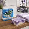 certified beaut lavender lemongrass girl's soap bar in a girl's locker room with lavender and a purple towel.