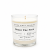 A white scented hockey candle on a white background. Shoot the puck