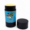 an open dirty dangles natural hockey Deodorant stick odr scent with blue label and black container on a white background