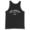 A black dirty dangles hockey co tank top on a white background