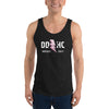 a man wearing a ddhc logo mens hockey tank top on a white background