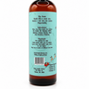 An amber bottle of dirty dangles reindeer farts candy cane scented body wash with a black cap and a light blue-green label, shown from the back on a white background.
