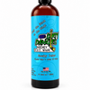 A 16 oz amber plastic bottle of Dirty Dangles sneaky dekes scented Hockey Body Wash with a black cap and a bright blue label, shown on a white background.