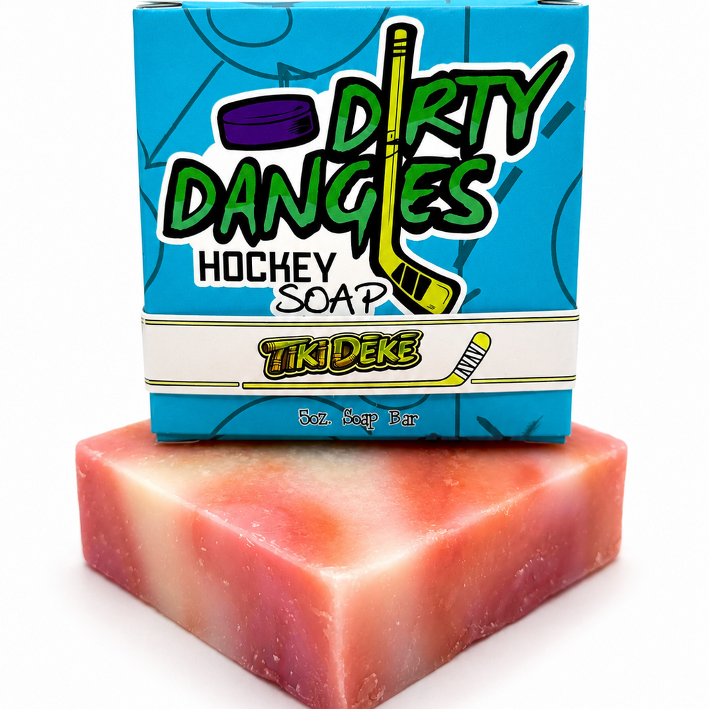 a bar of tiki deke tropical coconut girls hockey soap on a white background
