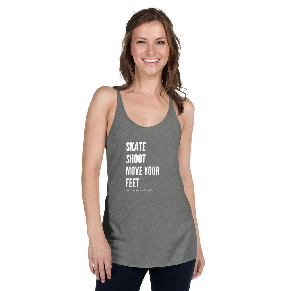 Skate Shoot Move Your Feet Women's Racerback Tank