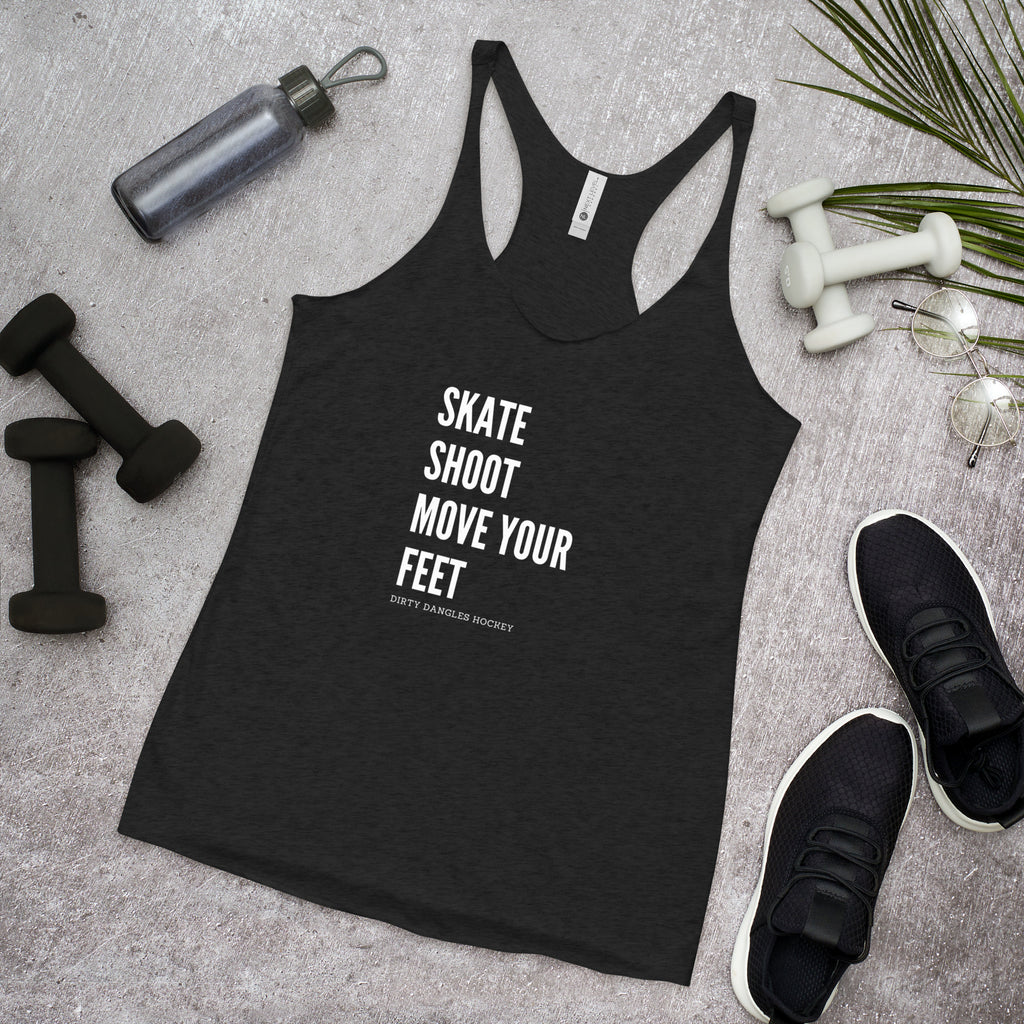 Skate Shoot Move Your Feet Women's Racerback Tank