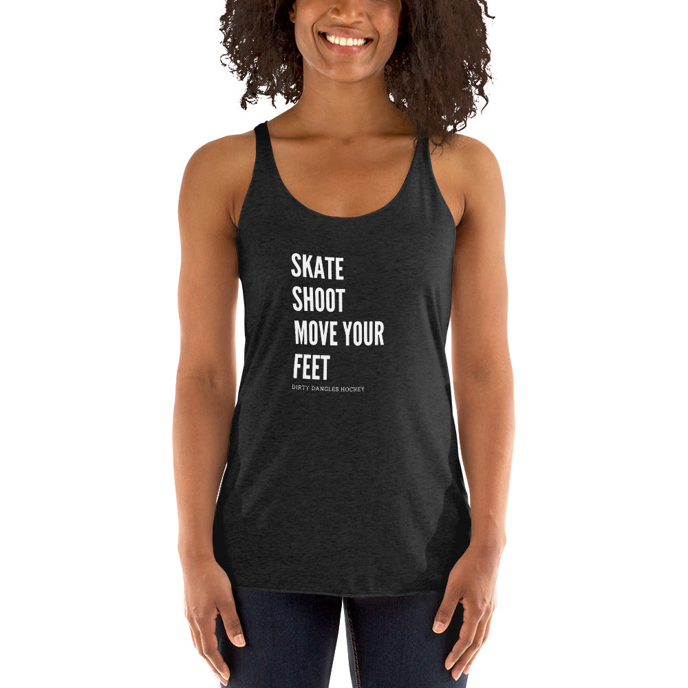 Skate Shoot Move Your Feet Women's Racerback Tank