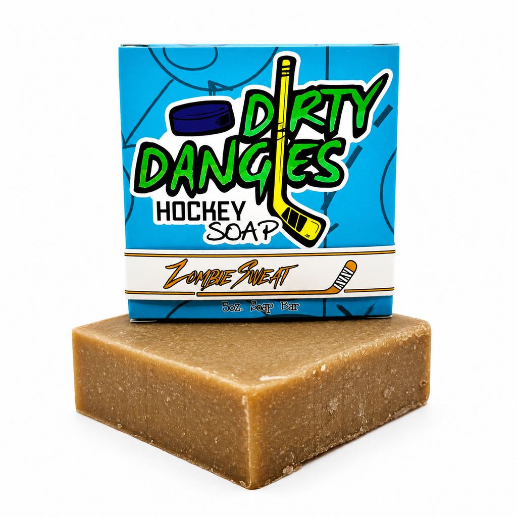 zombie sweat pumpkin spice scented hockey soap bar on a white background